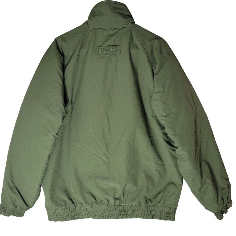 Cabelas Nylon Coat Jacket Mens‎ LT Fleece Lined Full Zip Pockets Mock Neck Green - Picture 2 of 15